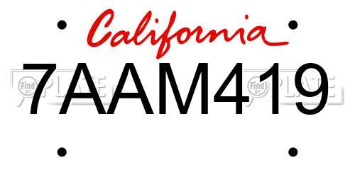 7AAM419 California License Plate