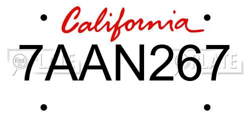 7AAN267 California License Plate