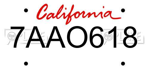 7AAO618 California License Plate