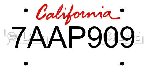 7AAP909 California License Plate