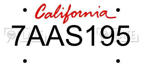 7AAS195 California License Plate