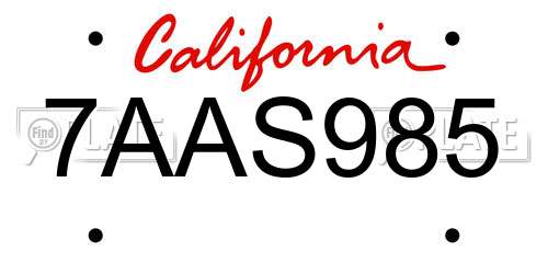 7AAS985 California License Plate