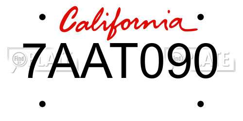 7AAT090 California License Plate