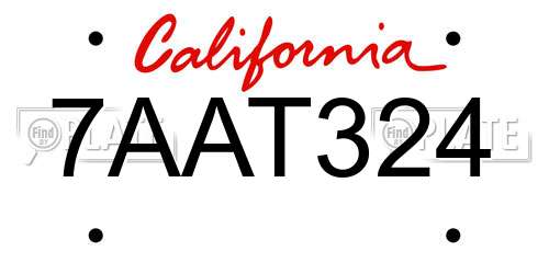 7AAT324 California License Plate