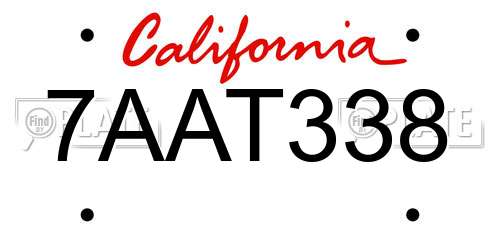 7AAT338 California License Plate