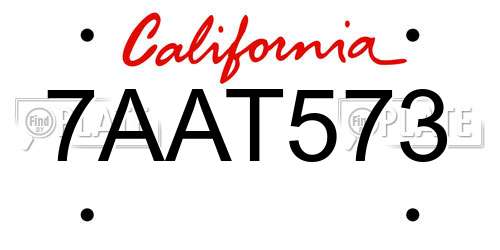 7AAT573 California License Plate