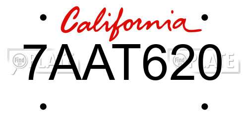 7AAT620 California License Plate