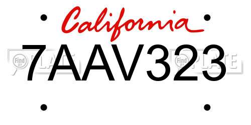 7AAV323 California License Plate