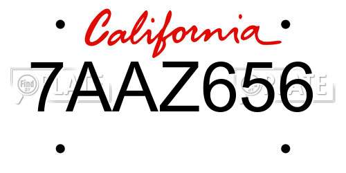 7AAZ656 California License Plate