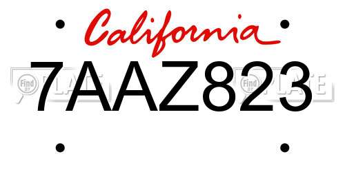 7AAZ823 California License Plate
