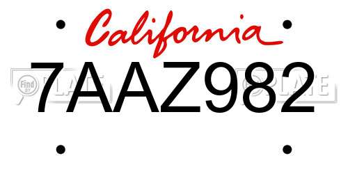 7AAZ982 California License Plate