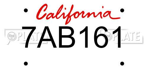 7AB161 California License Plate