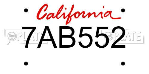 7AB552 California License Plate