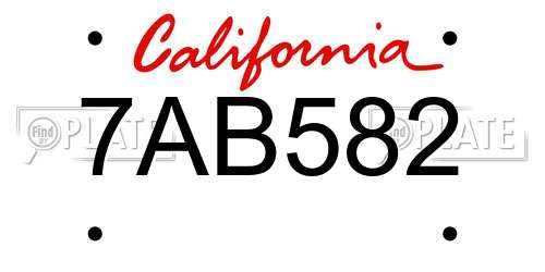 7AB582 California License Plate