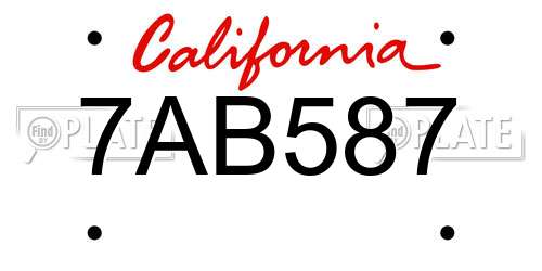 7AB587 California License Plate