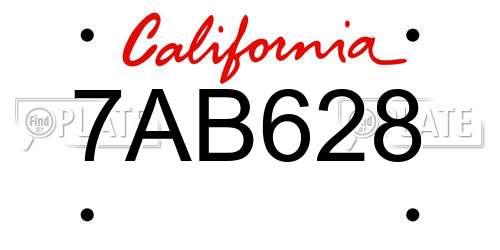 7AB628 California License Plate