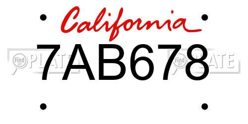 7AB678 California License Plate