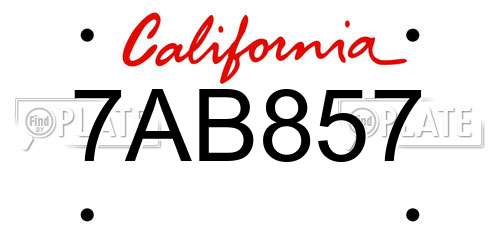 7AB857 California License Plate