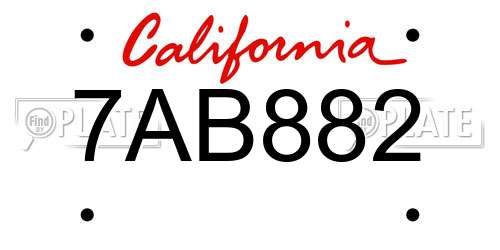 7AB882 California License Plate