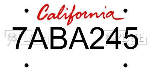 7ABA245 California License Plate