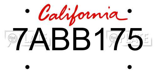 7ABB175 California License Plate