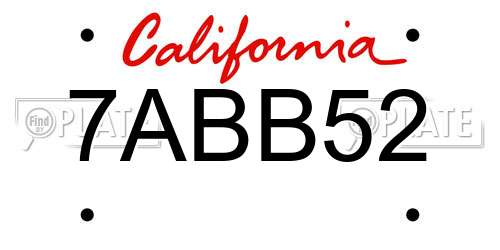 7ABB52 California License Plate