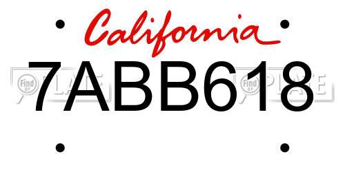 7ABB618 California License Plate