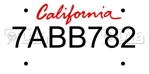 7ABB782 California License Plate