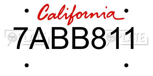 7ABB811 California License Plate