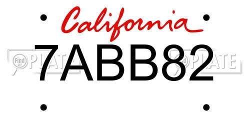 7ABB82 California License Plate