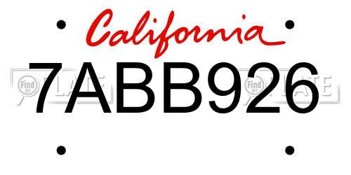 7ABB926 California License Plate