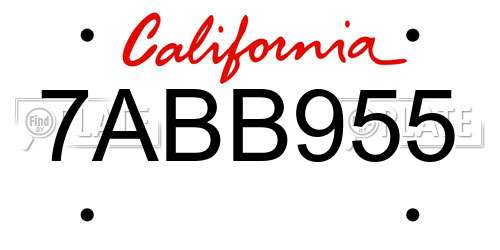 7ABB955 California License Plate