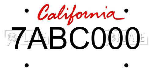7ABC000 California License Plate