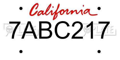 7ABC217 California License Plate
