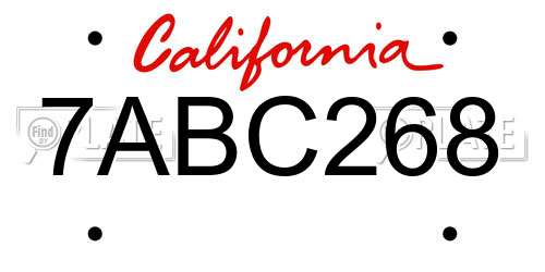 7ABC268 California License Plate