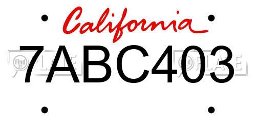 7ABC403 California License Plate