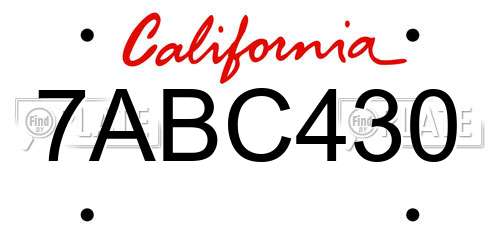 7ABC430 California License Plate