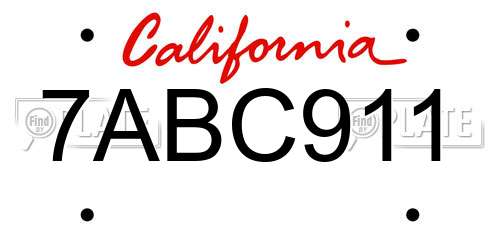 7ABC911 California License Plate