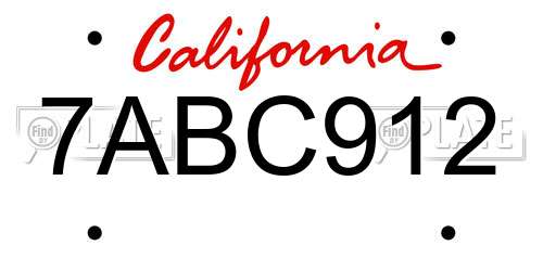 7ABC912 California License Plate