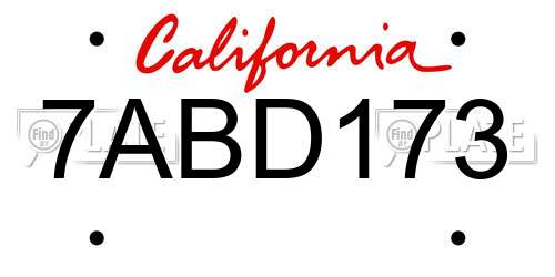 7ABD173 California License Plate
