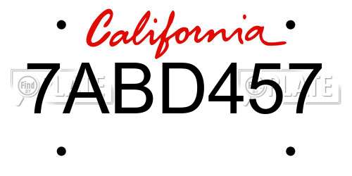 7ABD457 California License Plate