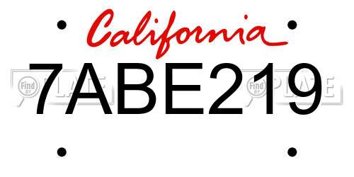 7ABE219 California License Plate