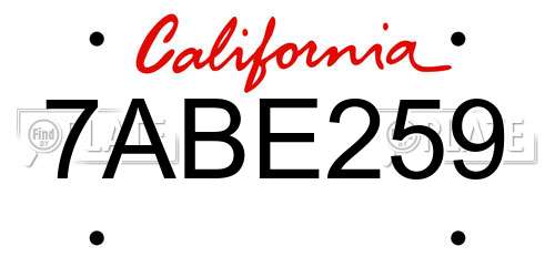 7ABE259 California License Plate
