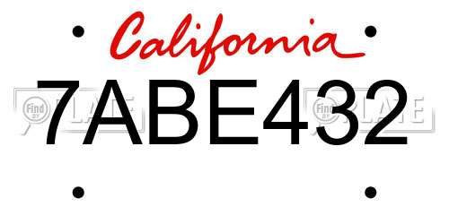 7ABE432 California License Plate
