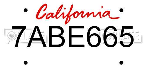 7ABE665 California License Plate