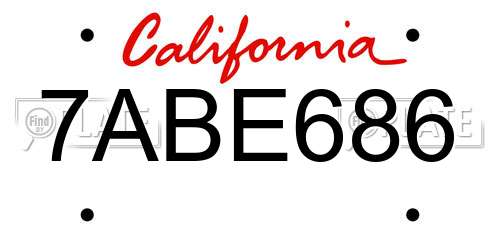 7ABE686 California License Plate