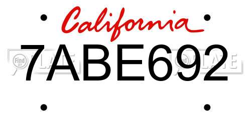 7ABE692 California License Plate