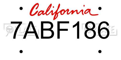 7ABF186 California License Plate