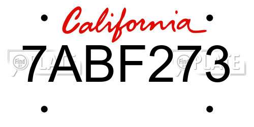 7ABF273 California License Plate