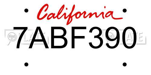 7ABF390 California License Plate